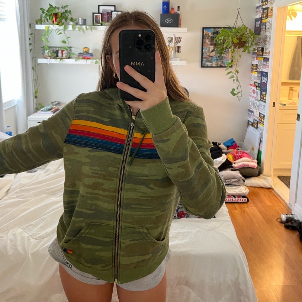 Aviator nation camp zip up hoodie L